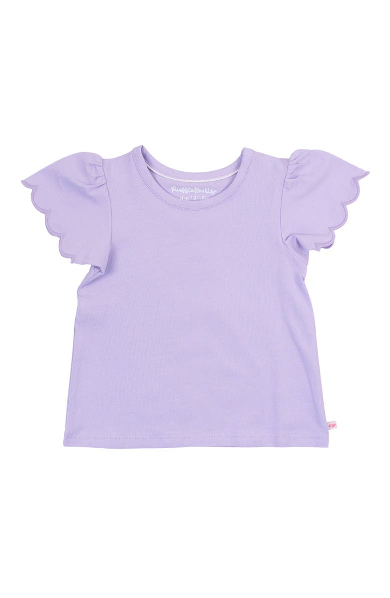 RuffleButts Girls Short Sleeve Scallop Tee, Main, color, Lavender