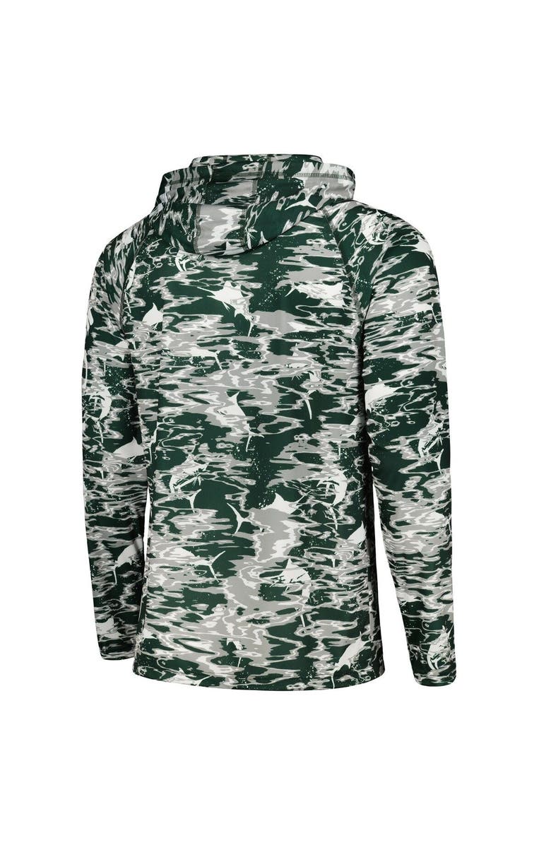 Columbia Men's Columbia Green Michigan State Spartans PFG Terminal Tackle Omni-Shade Rippled Long Sleeve Hooded T-Shirt, Alternate, color,