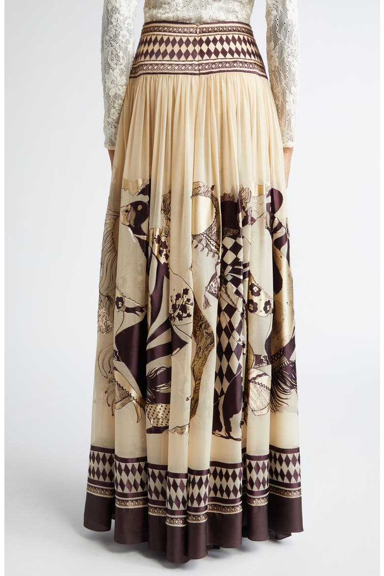 Illustration Otto Jacquard Pleated Maxi Skirt, Alternate, color, TEA/ MAHOGANY