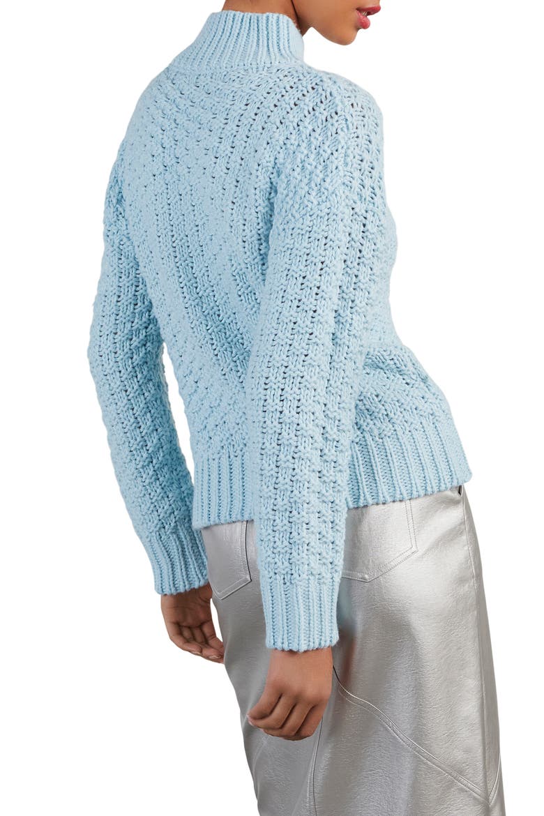 Kerri Basket Weave Mock Neck Sweater, Alternate, color, LIGHT BLUE