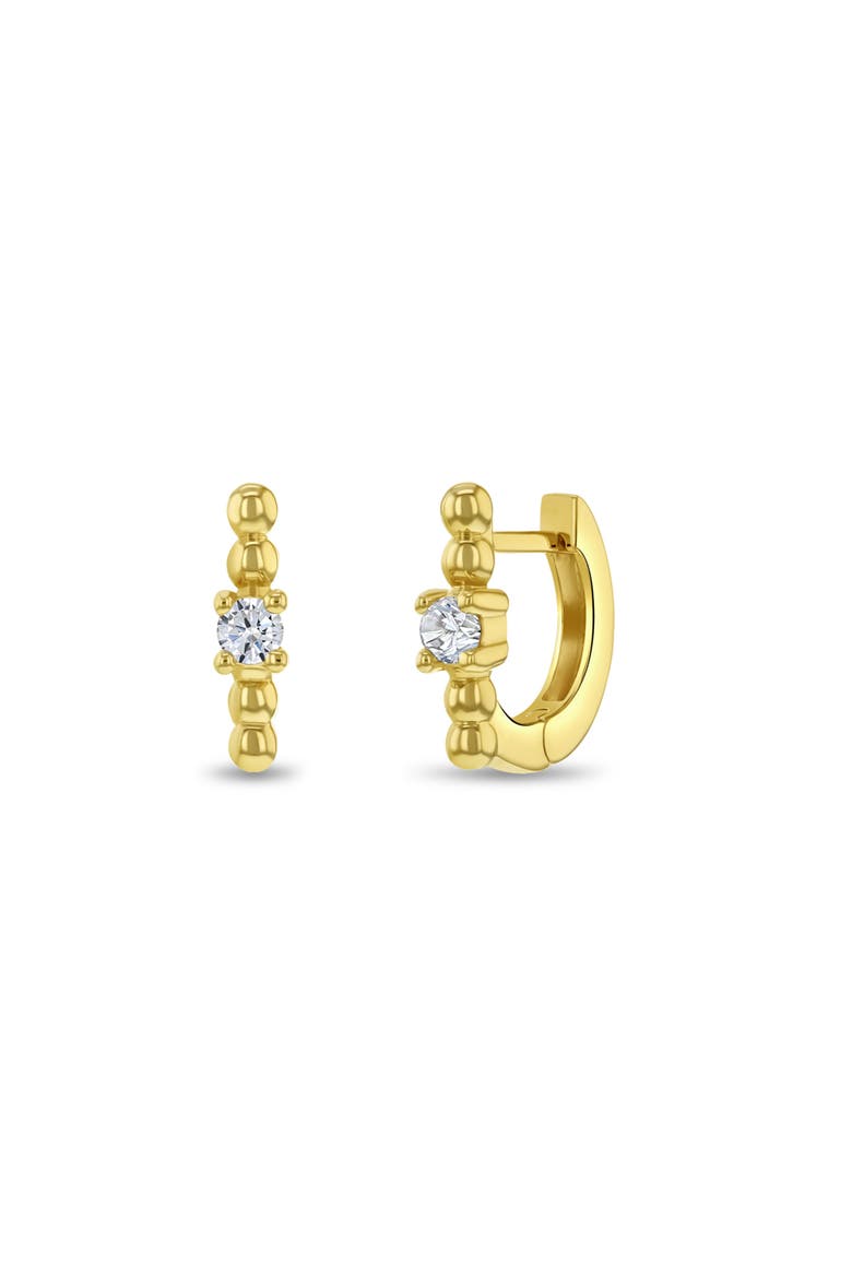 14k Polished Front Cubic Zirconia Hoops, Main, color, Gold