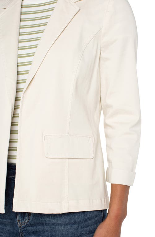 Liverpool Los Angeles Fitted Open Front Twill Blazer In Bone