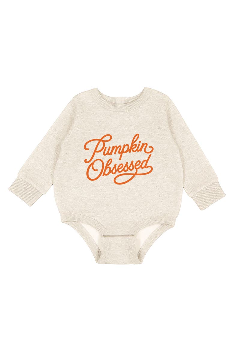 Pumpkin Obsessed Cursive Infant Fleece BodySuit, Alternate, color, Natural