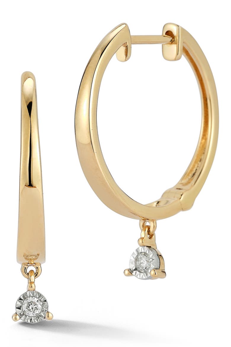 Ava Bea Diamond Drop Hoop Earrings, Main, color, YELLOW GOLD