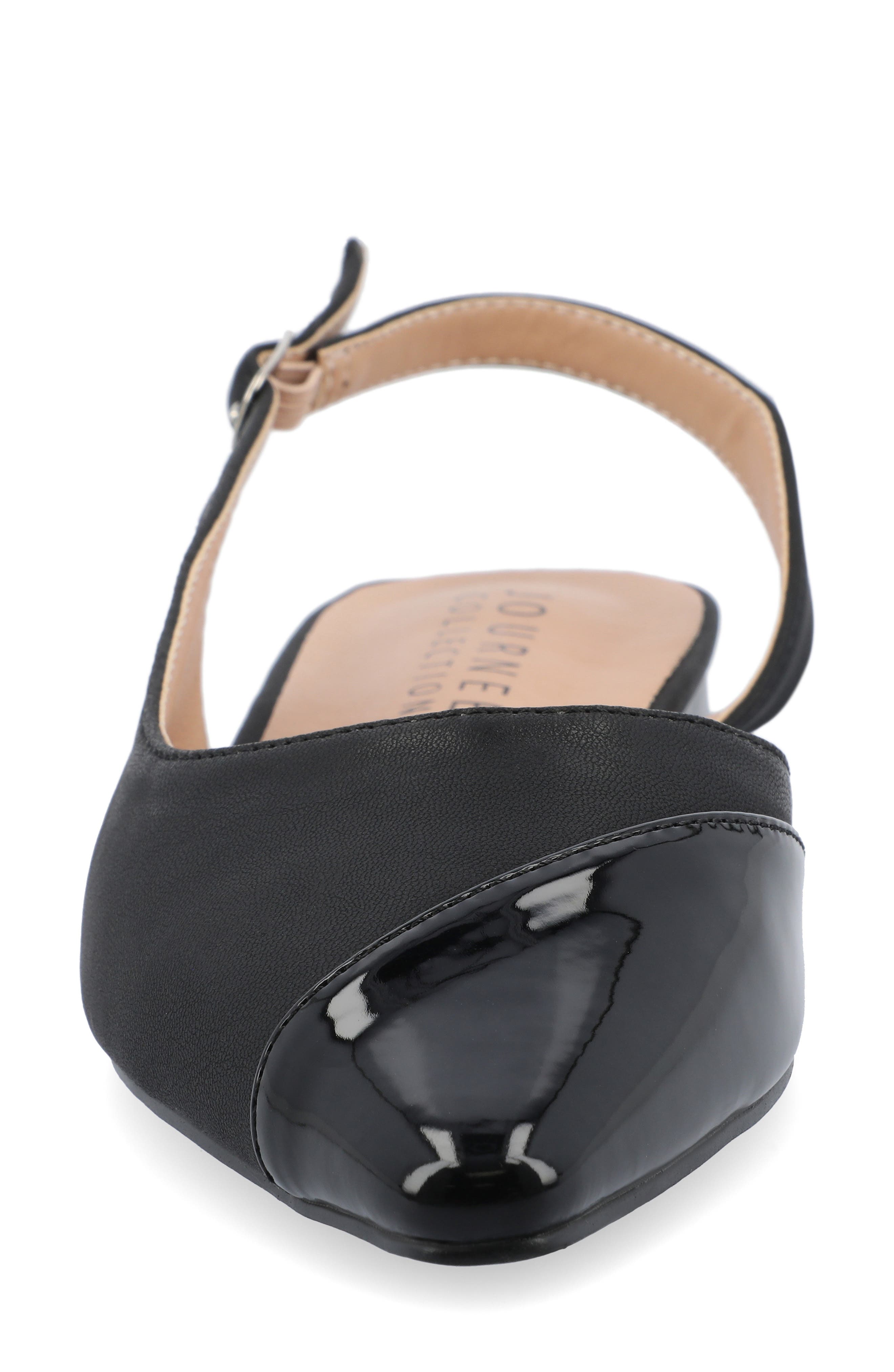 Journee Collection Daphnne Cap Toe Slingback Flat, Alternate, color, Black