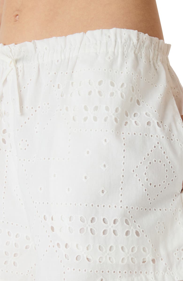 Steve Madden Lou Eyelet Embroidered Drawstring Shorts, Alternate, color, Birch White