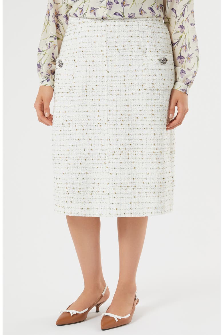 Tundra Bouclé Midi Skirt, Main, color, WHITE