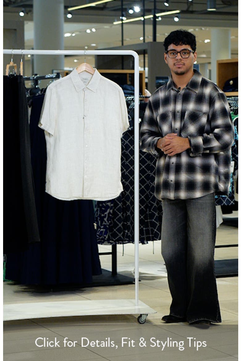 Montauk Stripe Jacquard Short Sleeve Linen Button-Up Shirt video
