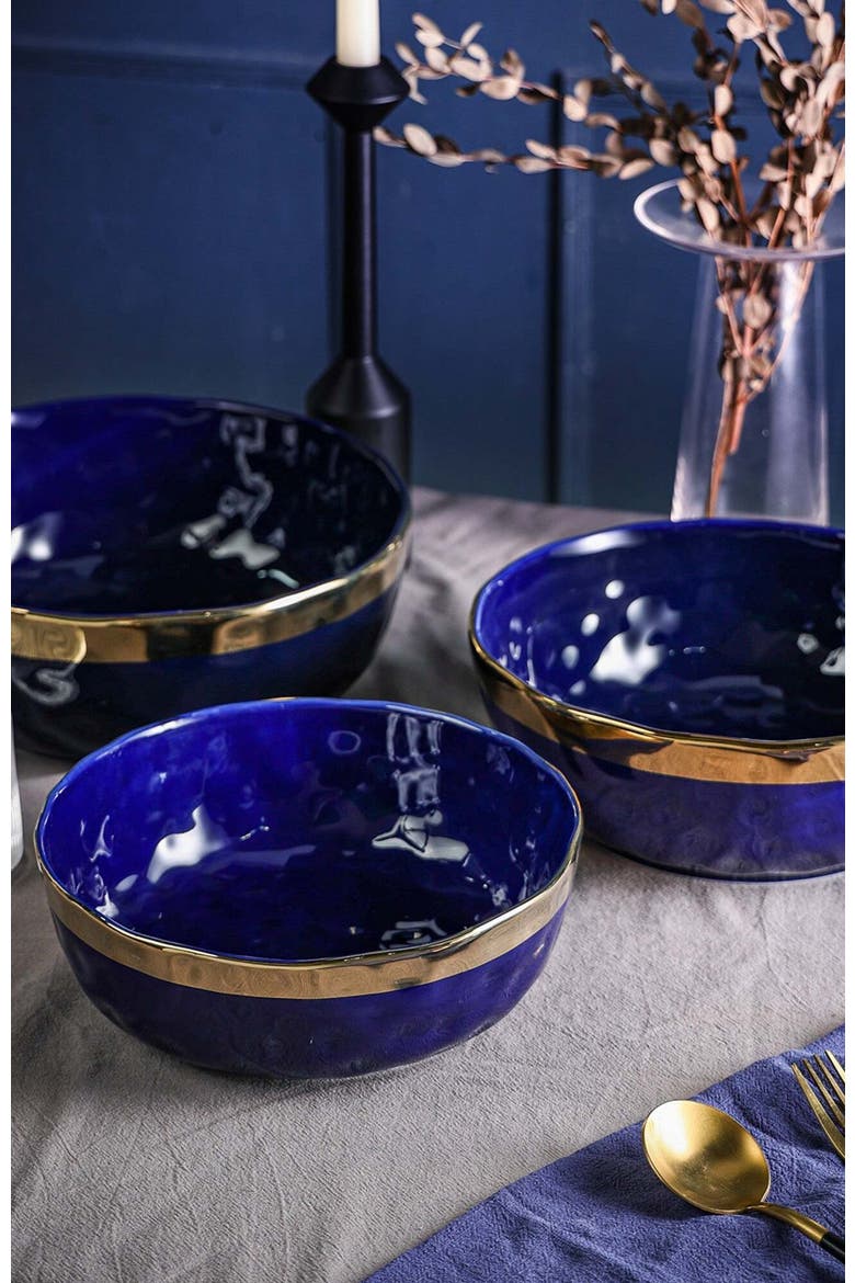 Florian Porcelain 3-Piece Serving Bowl Set, Alternate, color, Blue