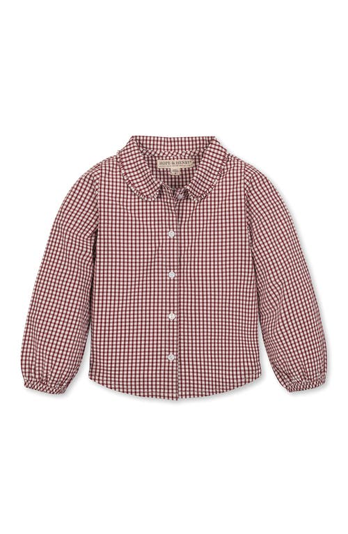 Hope & Henry Kids' Organic Button Down Peter Pan Collar Top In Pink