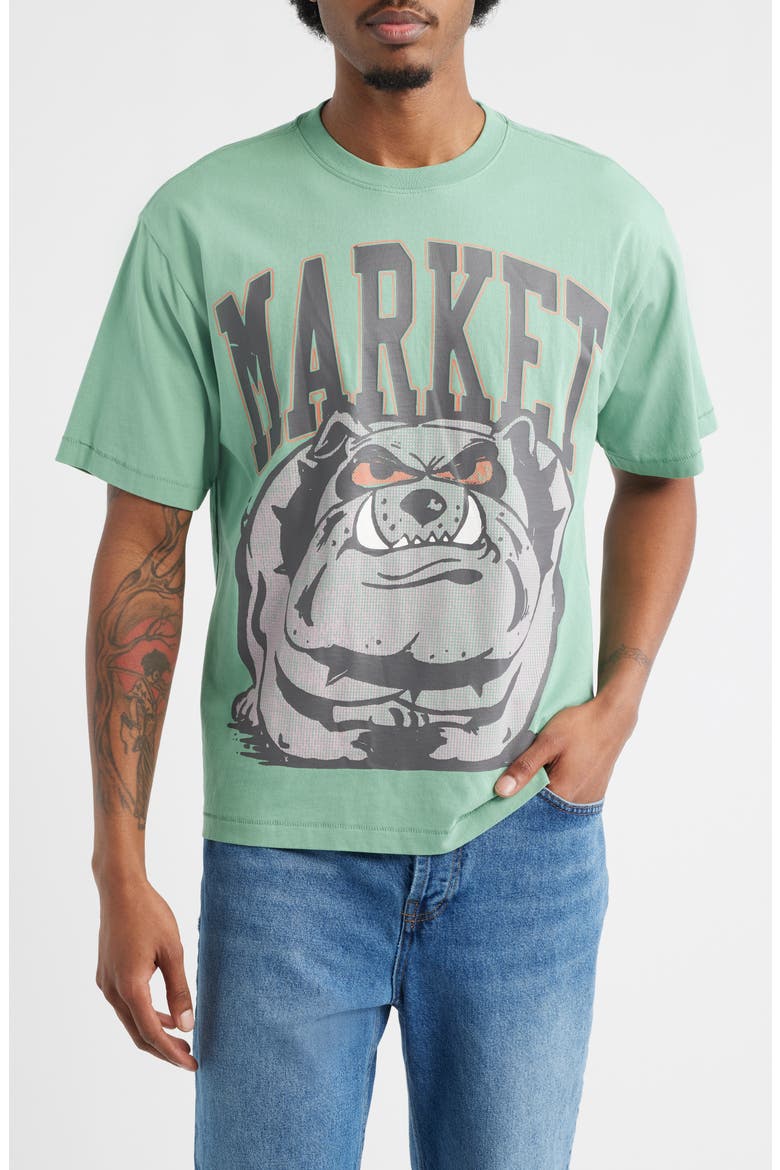 Angry Bulldog Graphic T-Shirt, Main, color, GREEN