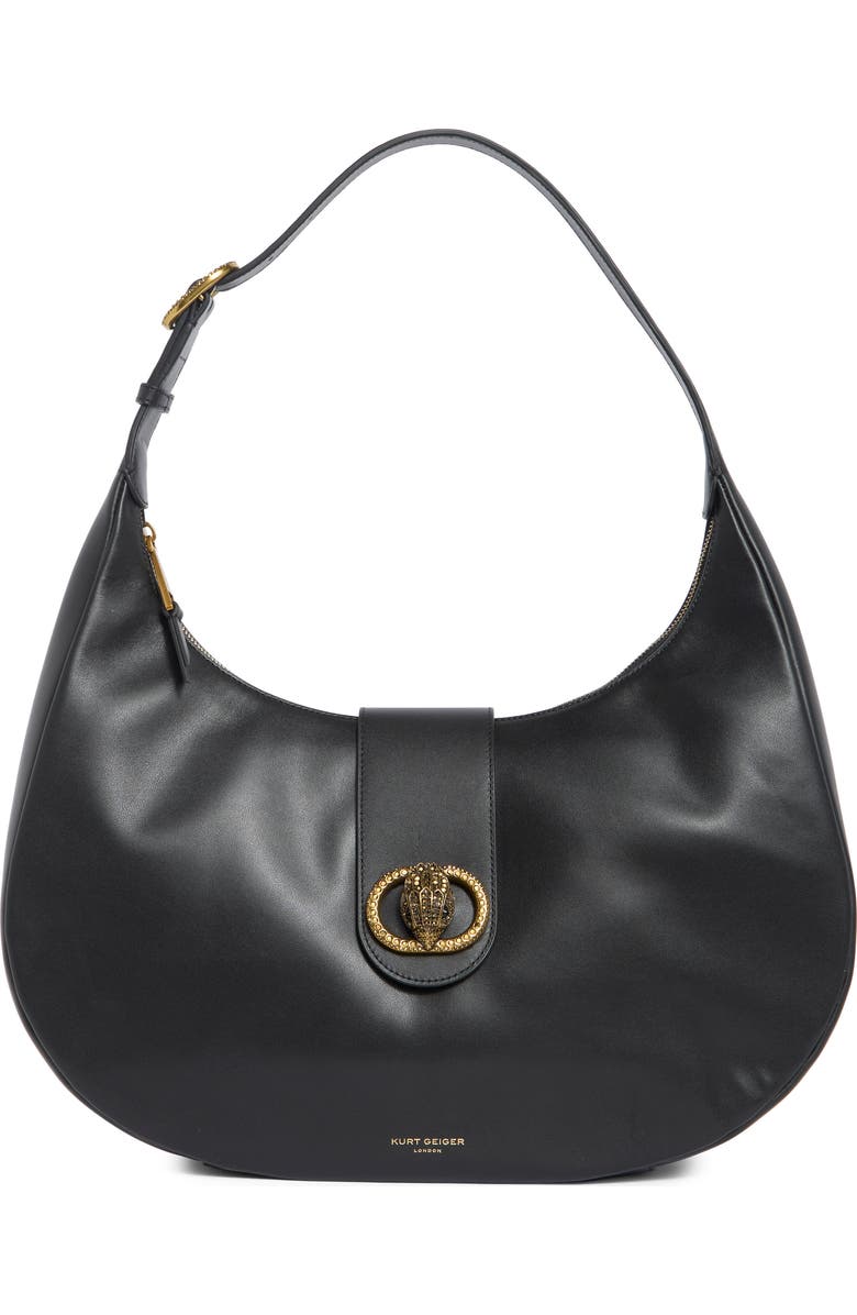 Kurt Geiger London Chelsea Leather Hobo Bag, Main, color, Black