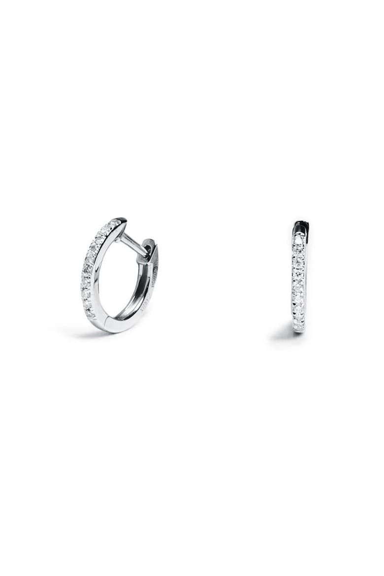 White Diamond Pavé Huggie Hoops, Main, color, White Gold