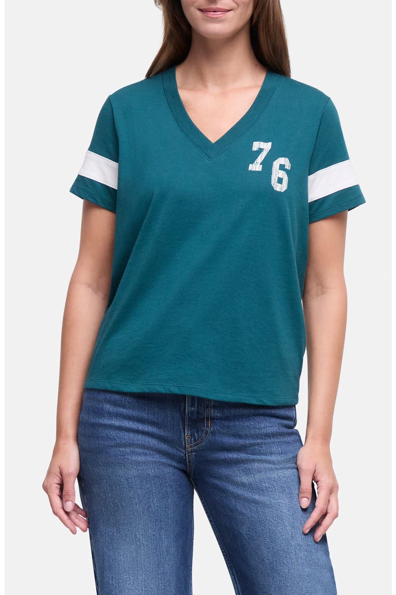 Micky Graphic V-Neck T-Shirt, Main, color, DEEP TEAL