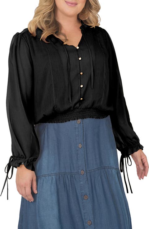 Standard & Practices Tie Neck Chiffon Top