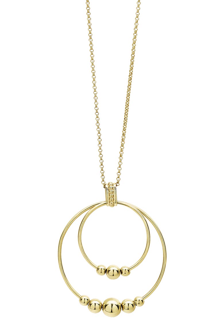 Caviar Gold Double Circle Pendant Necklace, Main, color, GOLD