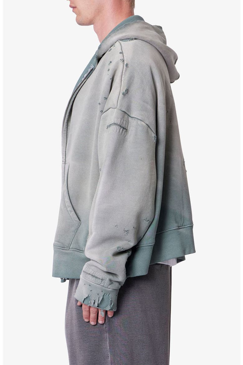 Distressed Thermal Lined Zip Hoodie, Alternate, color, GREEN