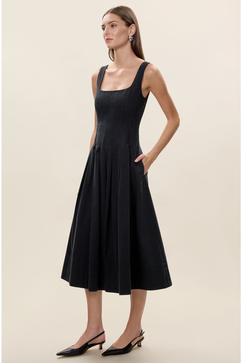 Edith Garment Dyed Dress, Alternate, color, Black