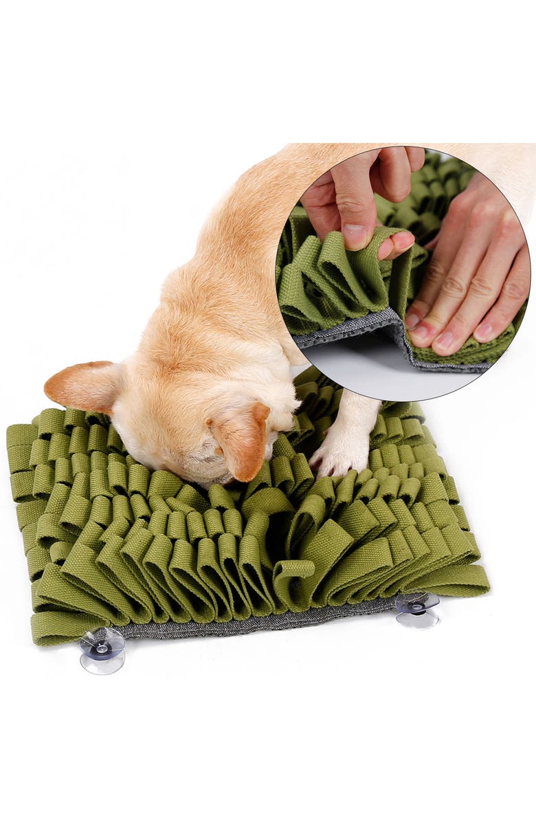 PET LIFE Sniffer Grip Interactive Anti-Skid Pet Snuffle Mat, Alternate, color, Green
