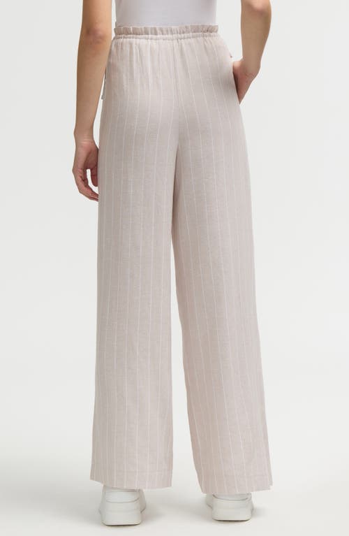 Nvlt Side Waist Tie Wide Leg Pants In Natural White Pinstripe