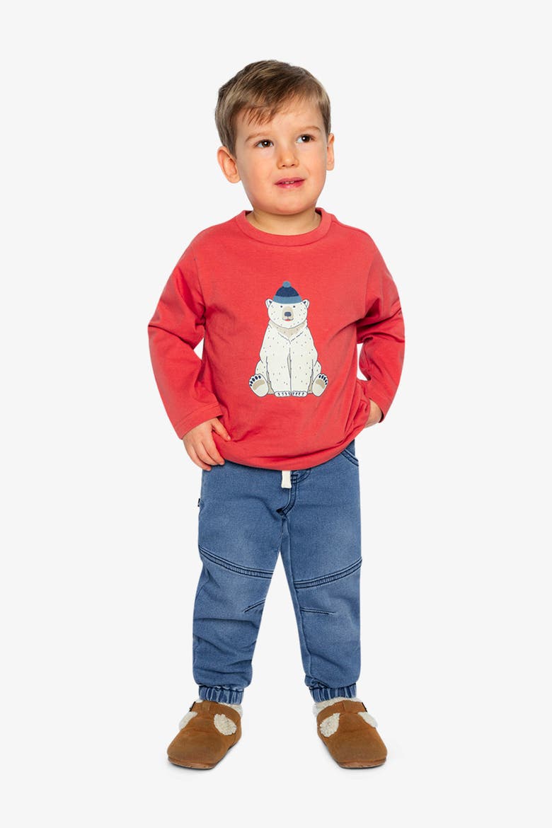 Organic Cotton Crew Neck Polar Bear Graphic Long Sleeve T-Shirt, Alternate, color, Rose Orange