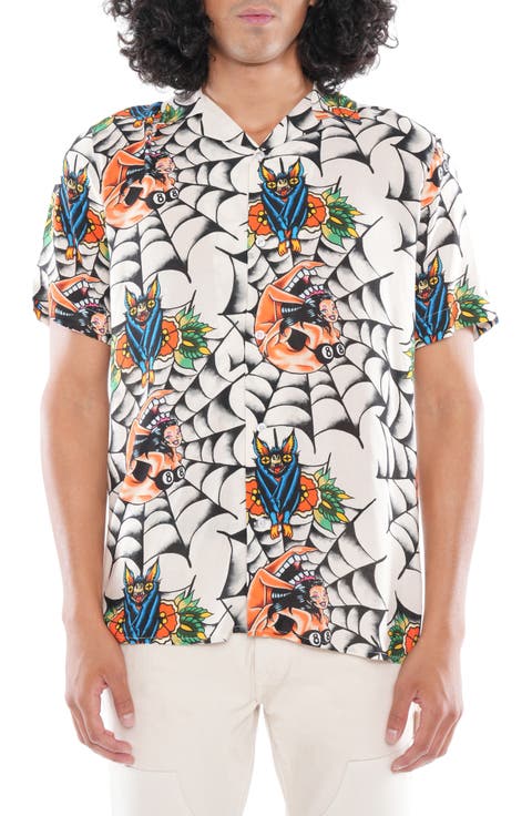Yakuza Short Sleeve Cotton Button-Up Shirt