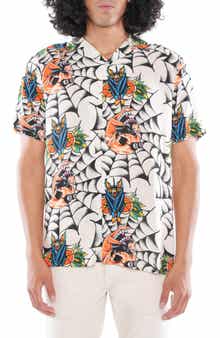 Cult of Individuality Yakuza Short Sleeve Cotton Button-Up Shirt