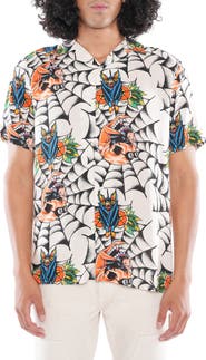 Cult of Individuality Yakuza Short Sleeve Cotton Button-Up Shirt