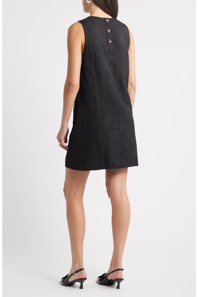 Sleeveless Jacquard Shift Dress, Alternate, color, BLACK TEXTURED JACQUARD