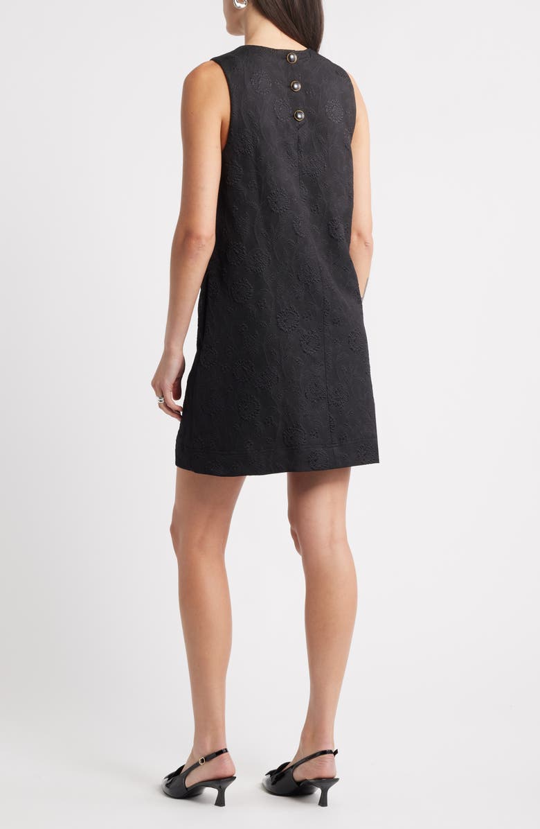 Caslon<sup>®</sup> Sleeveless Jacquard Shift Dress, Alternate, color, Black Textured Jacquard