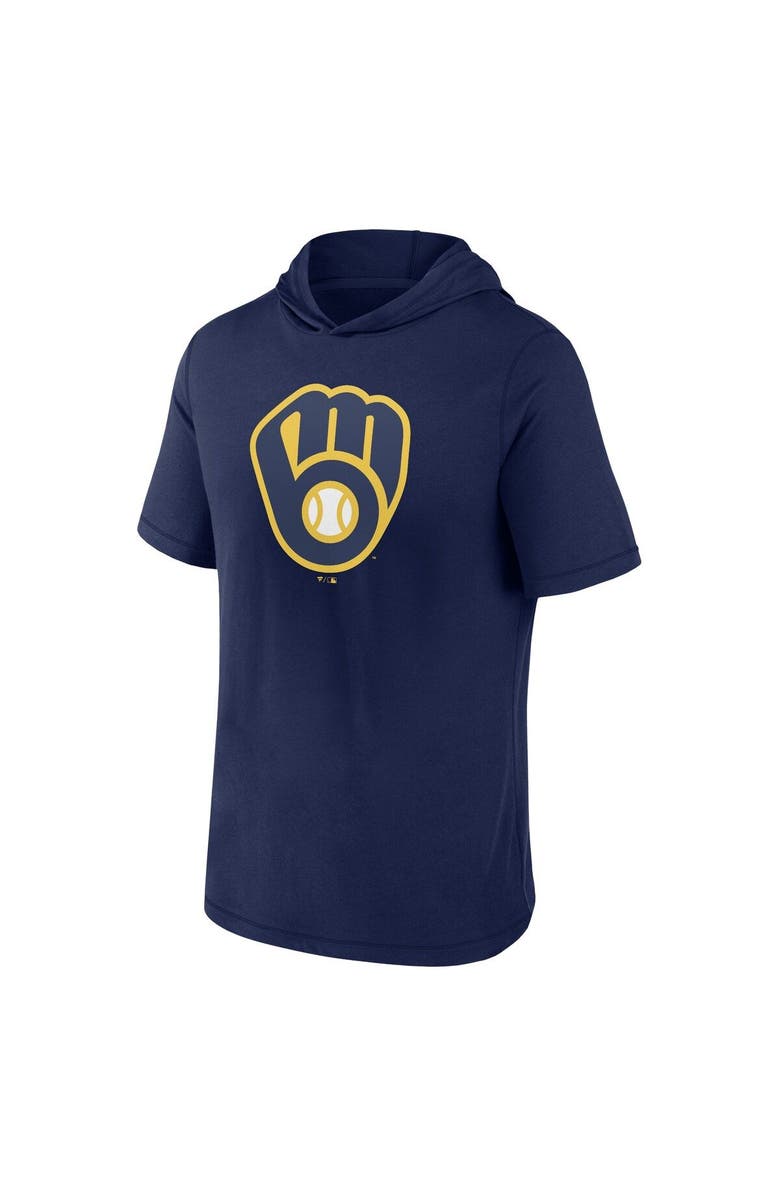 FANATICS Men's Fanatics Branded Navy Milwaukee Brewers Short Sleeve Hoodie T-Shirt, Alternate, color, Navy