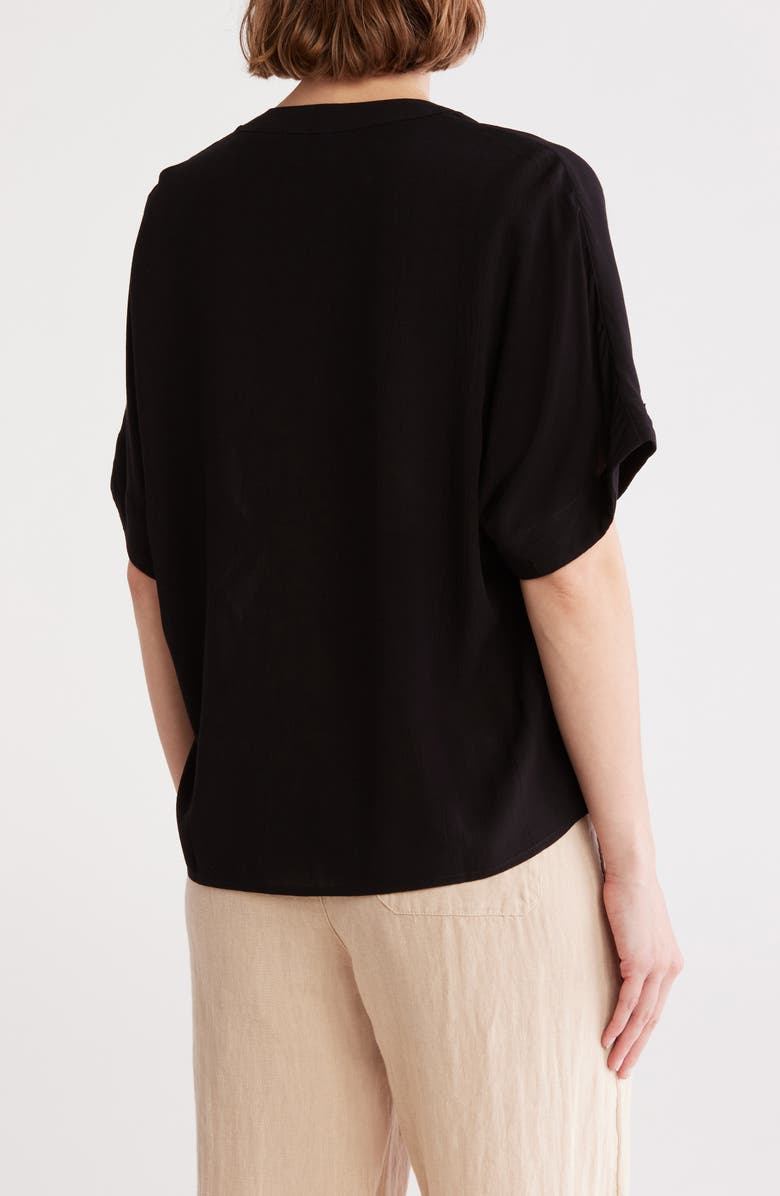 T Tahari Split Neck Shirt, Alternate, color, Black