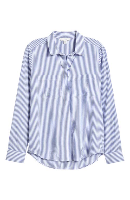 Beachlunchlounge Stripe Cotton & Modal Button-up Shirt In Seawater
