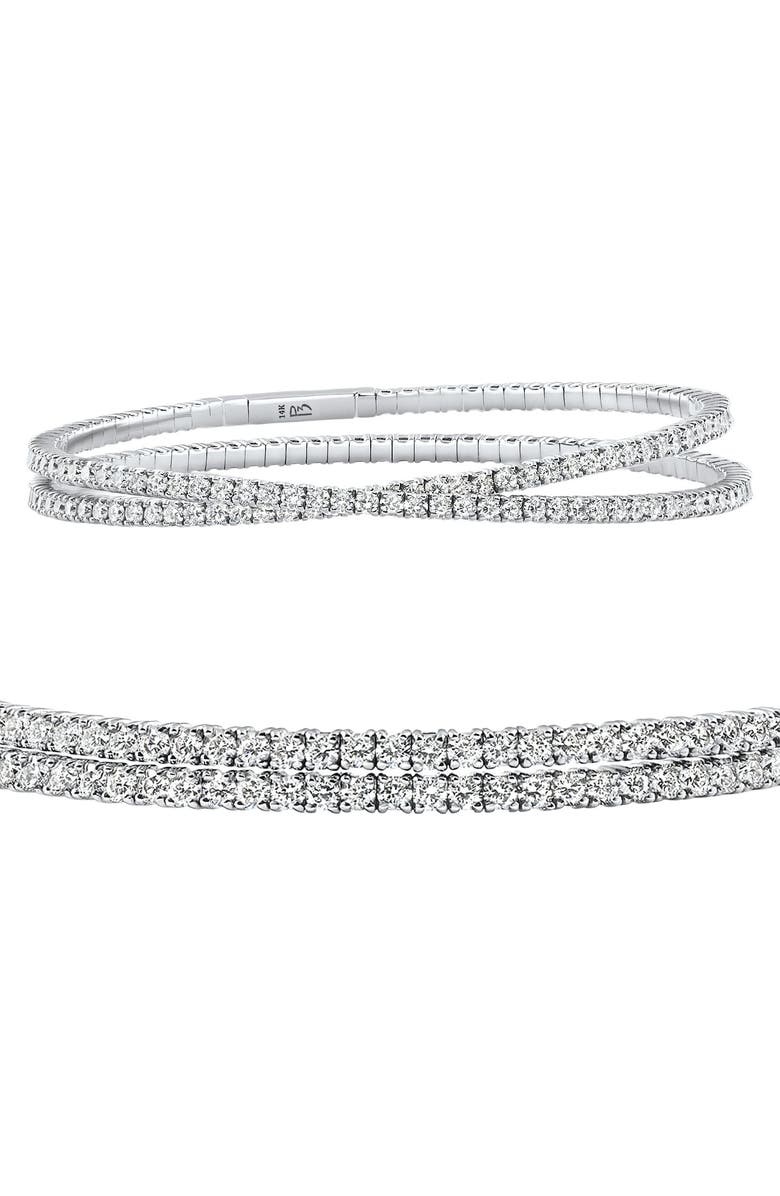 Bliss Diamond 1.70Ct Round Double Flex Diamond Bangle 7" Tennis Bracelet 14k Gold Lab Grown, Main, color, 