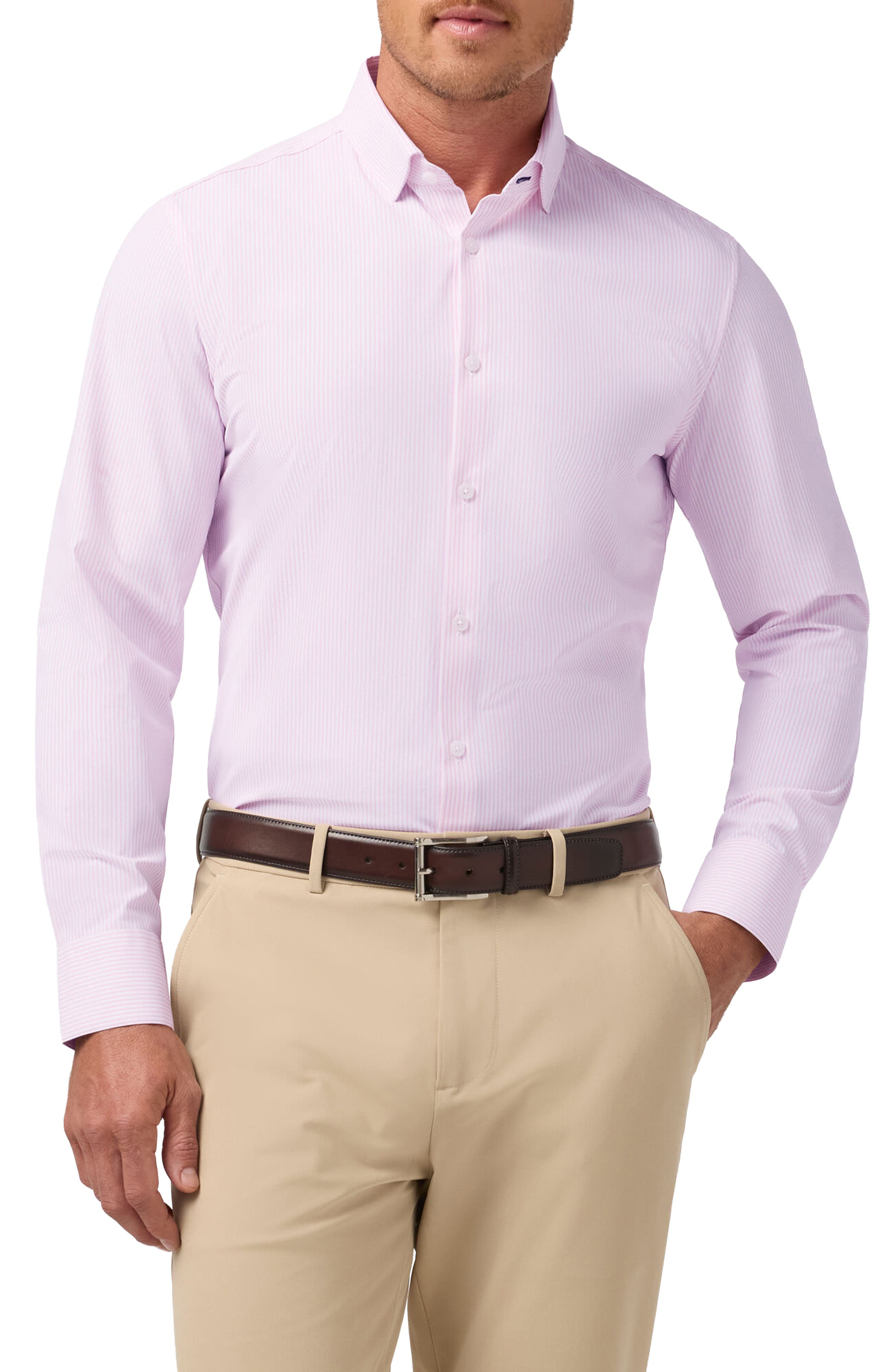 Leeward Trim Fit Plaid Performance Button-Up Shirt