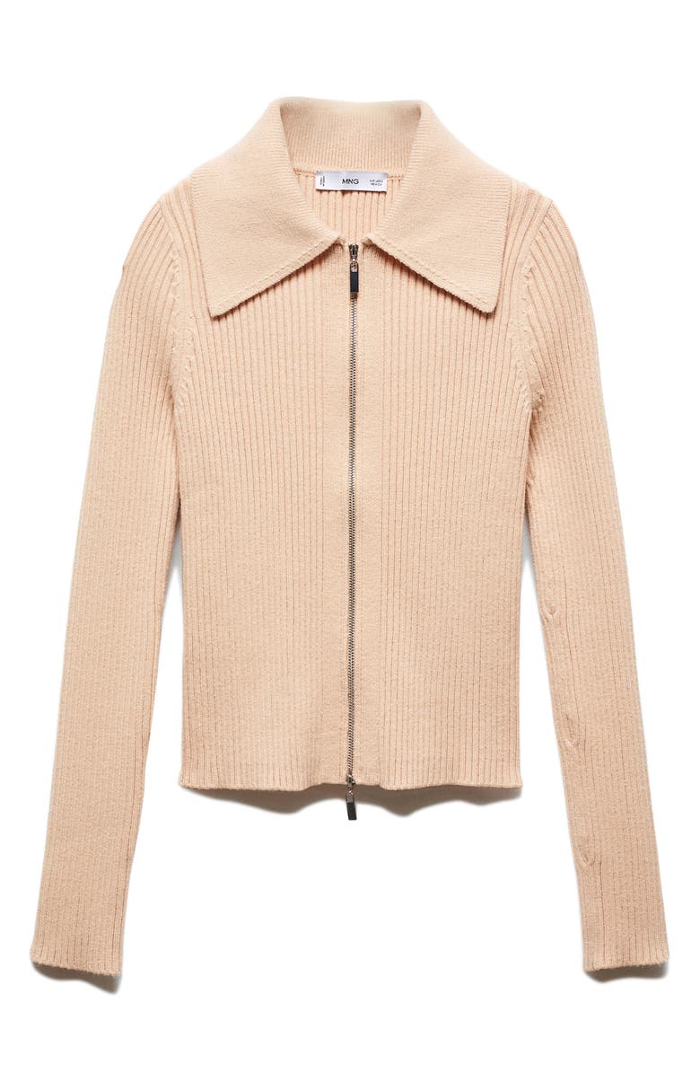 MANGO Point Collar Zip Cardigan, Alternate, color,