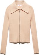 MANGO Point Collar Zip Cardigan