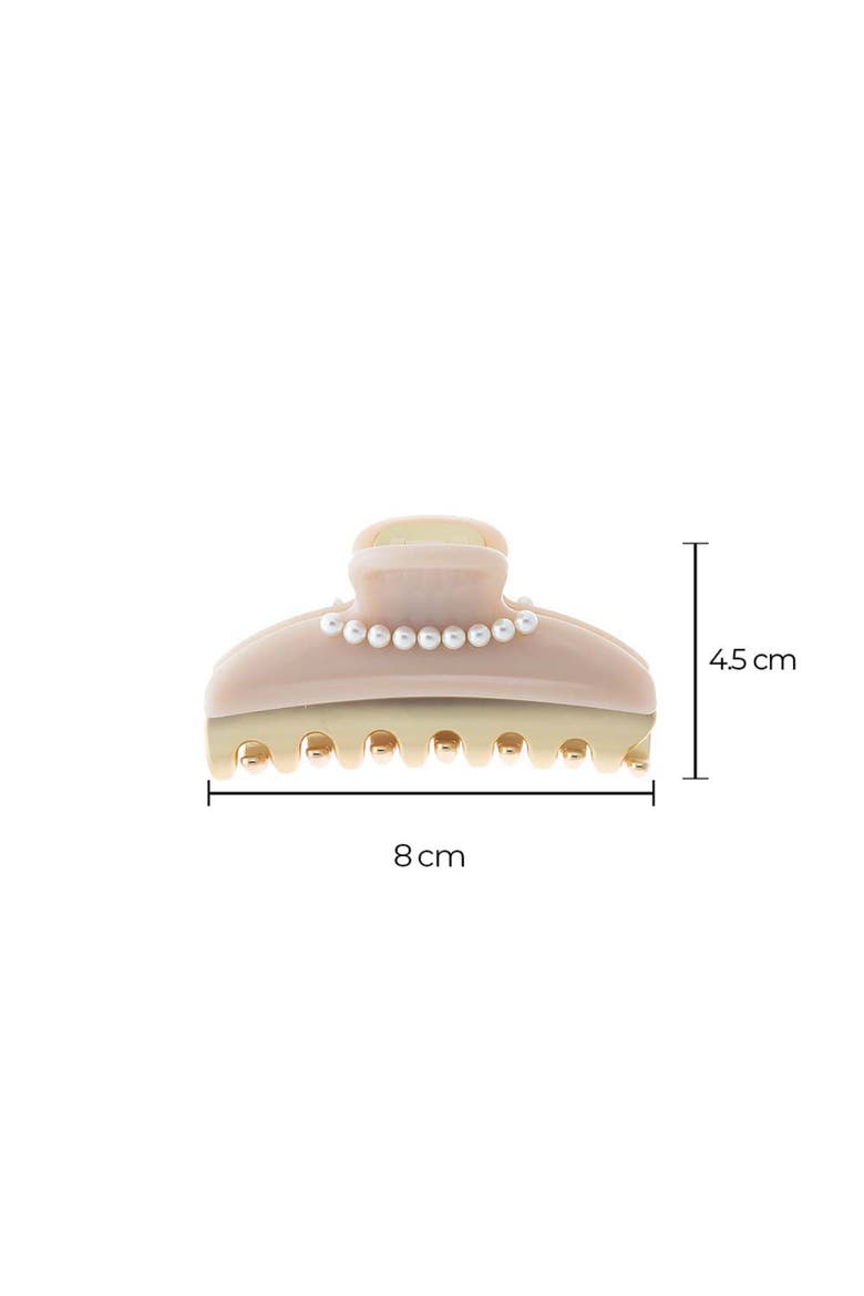 Pearl Accented Two Tone Claw Clip, Alternate, color, Pink