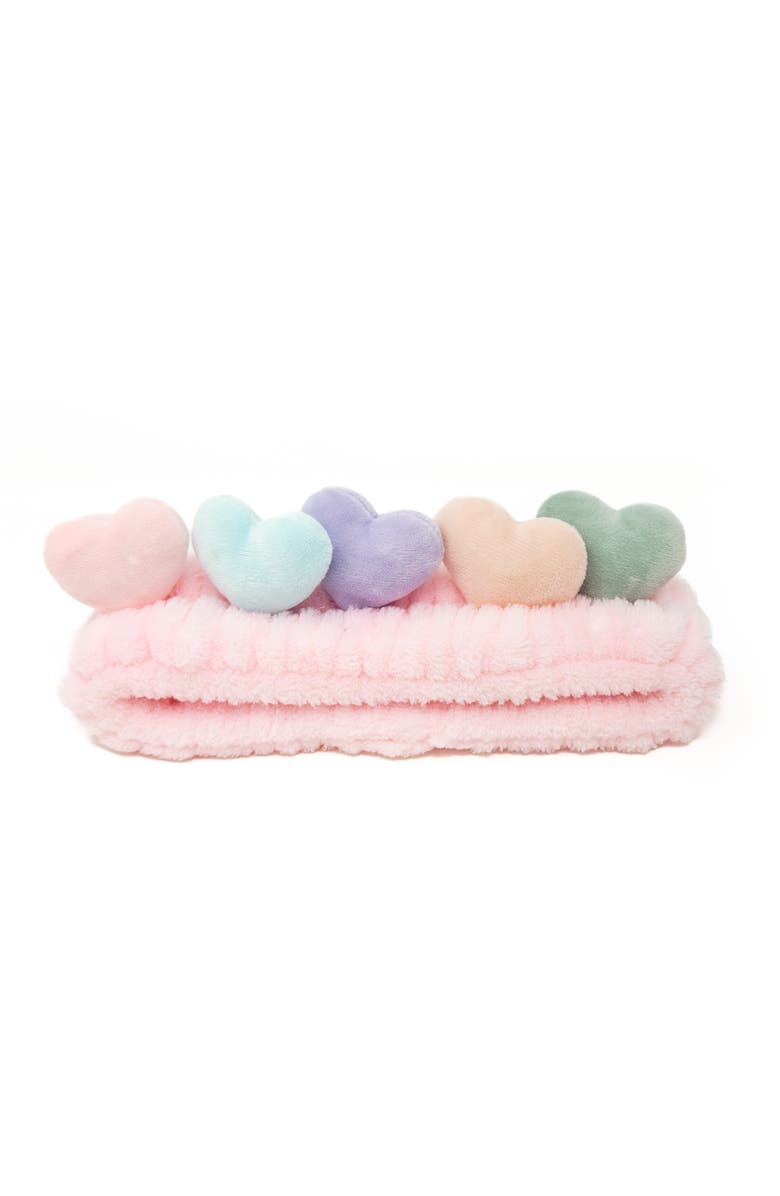 Puttisu 2pc Plush Spa Headband Set, Alternate, color, Bunny Heart Set - Purple/Pink