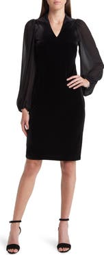Vince Camuto Balloon Sleeve Velvet Dress