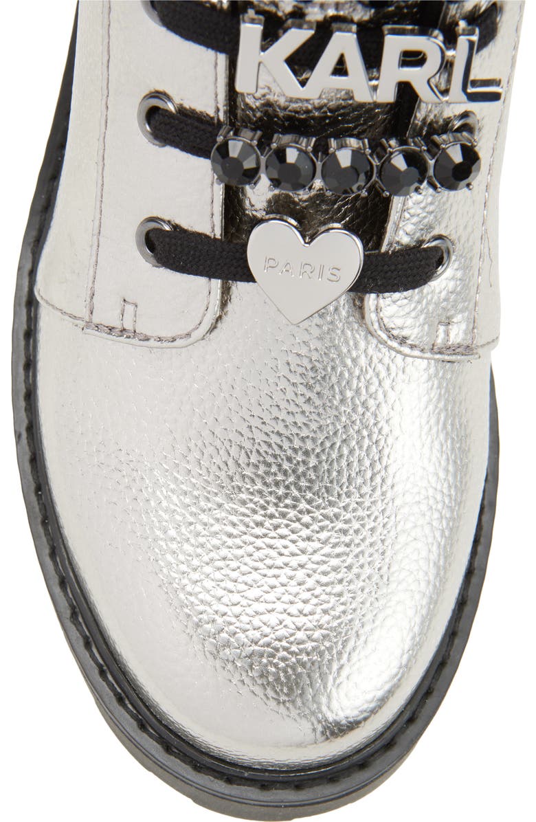 KARL LAGERFELD PARIS Mela Lug Sole Boot, Alternate, color, Pewter