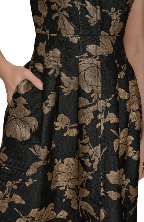 Donna Karan New York Metallic Jacquard Sleeveless Fit & Flare Dress In Multi