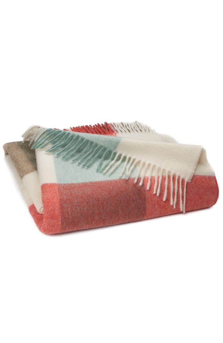 Prince of Scots Southampton Home Merino Wool Throw, Main, color, Block Melon