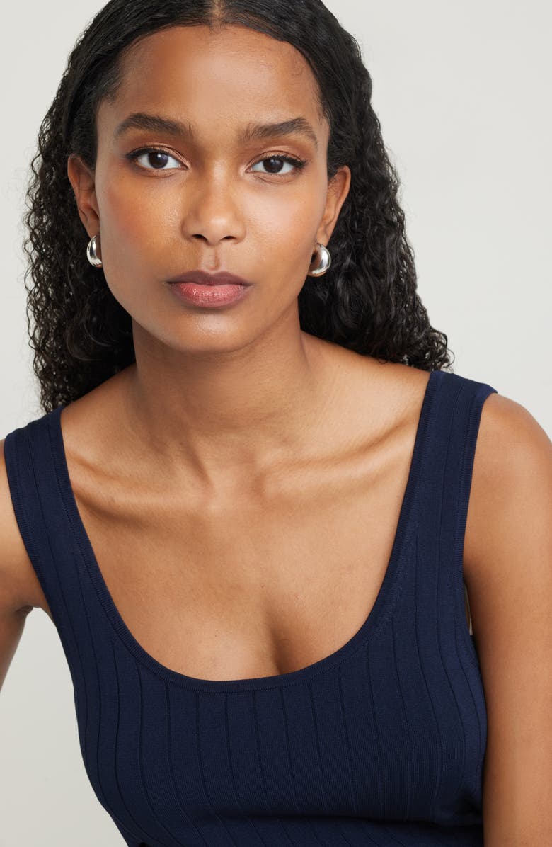 Nordstrom Slim Scoop Neck Rib Tank, Alternate, color, Navy Night