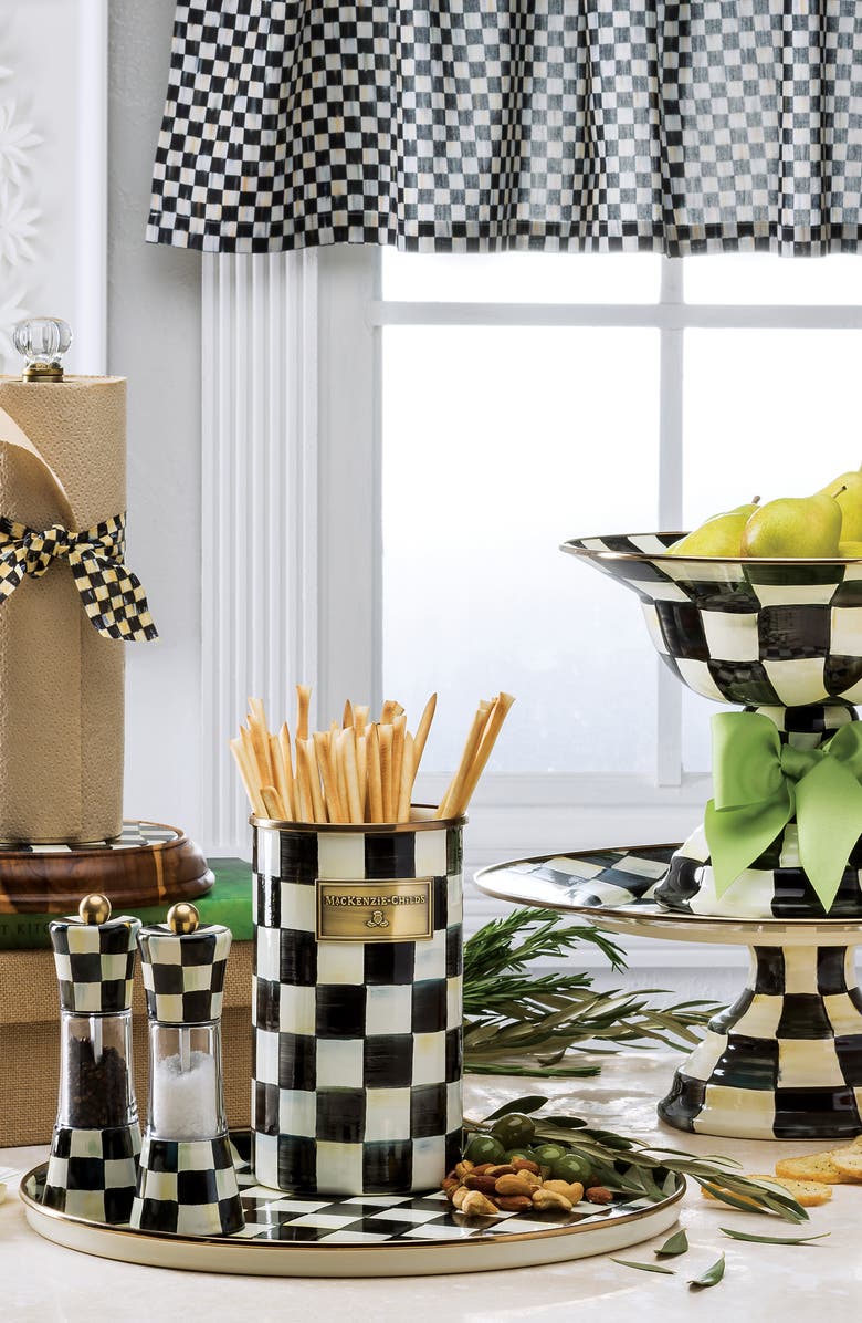 MACKENZIE CHILDS Courtly Check Enameled Steel Grinder, Alternate, color, Black/ White