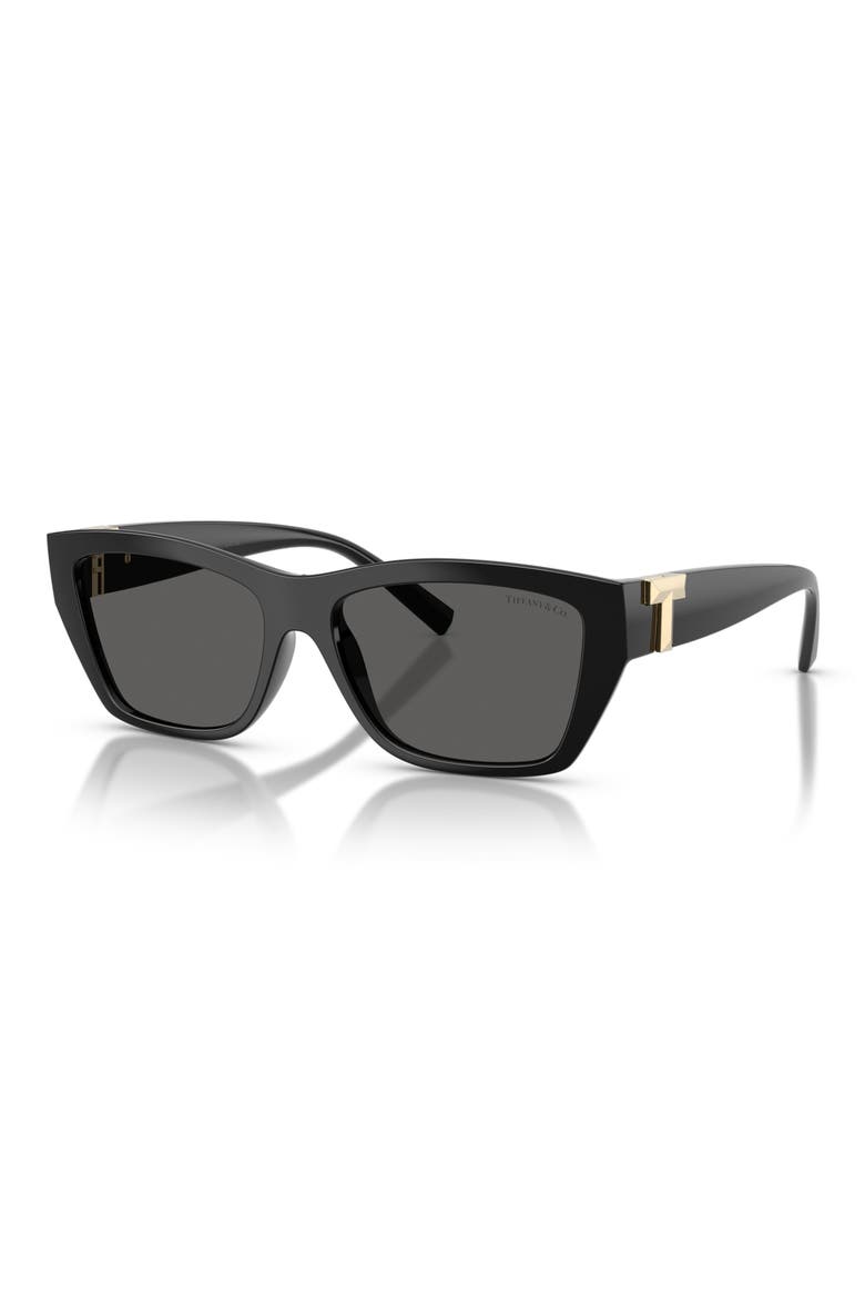 56mm Rectangular Sunglasses, Alternate, color, BLACK / DARK GREY