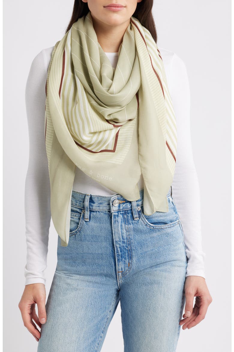 Pinstripe Square Scarf, Main, color, SAGE