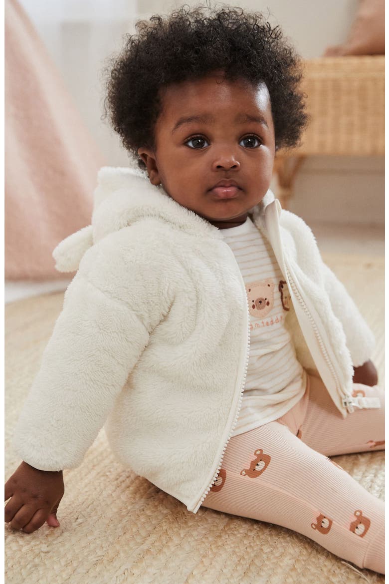 Kids' Zip Front Hooded Fleece Jacket, Alternate, color, WHITE
