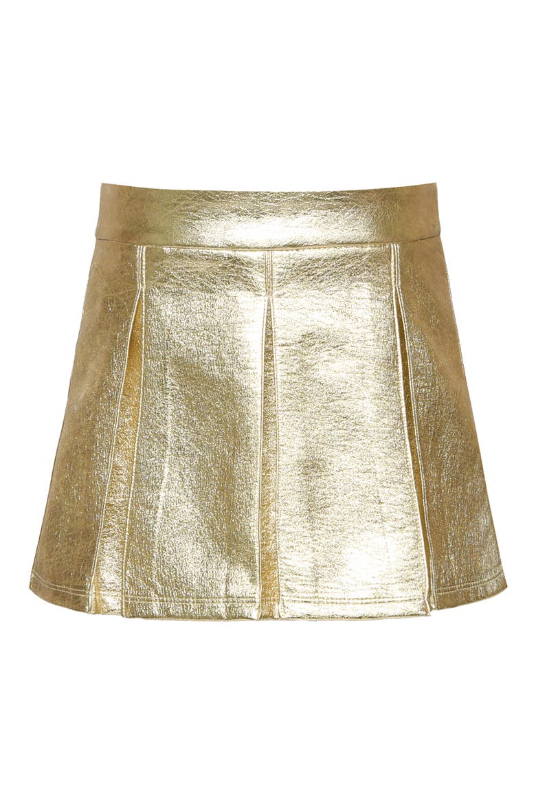Kids' Pleated Faux Leather Skirt, Main, color, GOLD