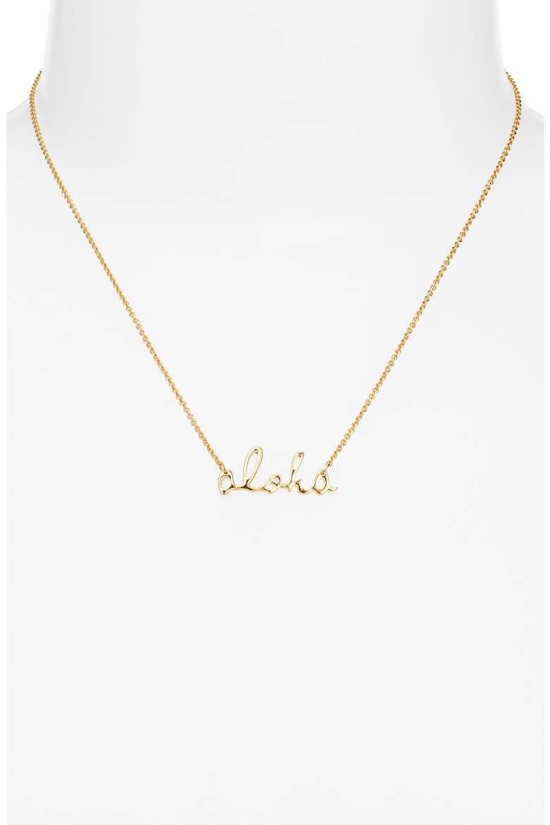 Small Simply Aloha Necklace, Alternate, color, GOLD